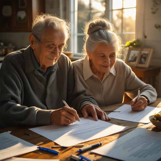 Elderly Couple Writing a Will
